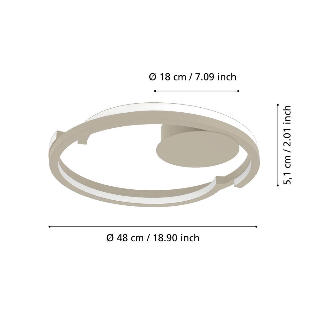 Eglo 901823 "MEZZOMONTE" 48 Cm Çapında Kum Rengi Alüminyum Çelik Tavan Armatürü