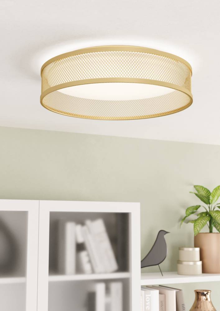 Eglo 900796 "LUPPINERIA" 38,5 Cm Çapında Çelik Mat Pirinç Tavan Armatürü