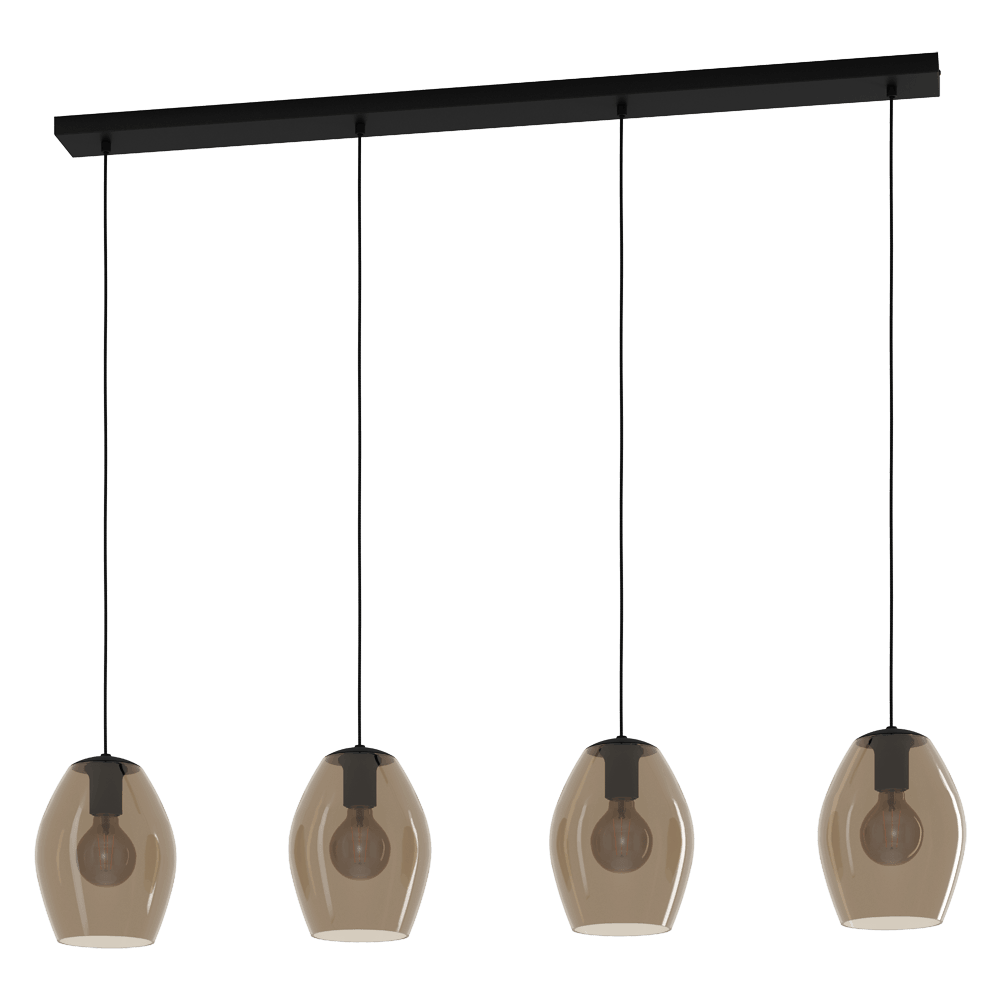 Eglo 390162 İç Mekan " Estanys 1 " Siyah Renk Dökme Çelik 4 Lü Sarkıt Lamba Ip20 E27 Max: 4X40W En: 124 Cm
