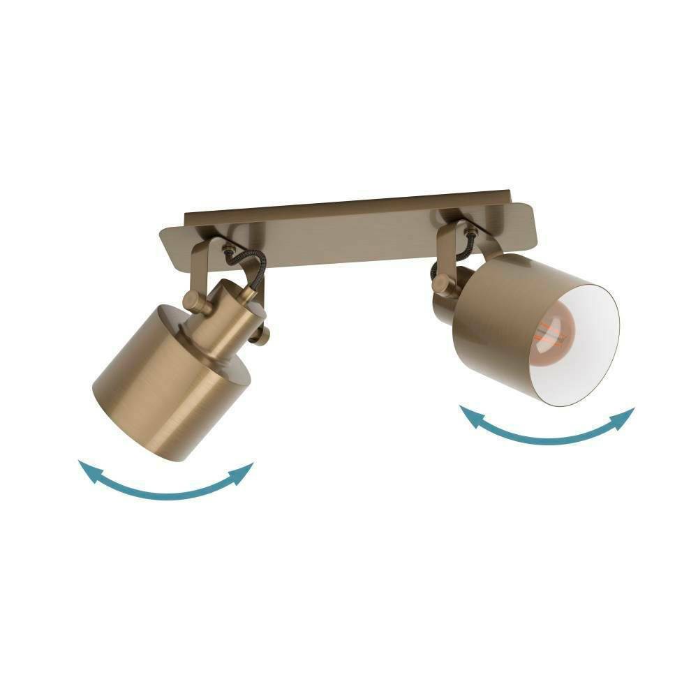 Eglo 43818 "SOUTHERY" 2X40W Çelik Krem-Gold Fırçalanmış, Beyaz Sıva Üstü Spot