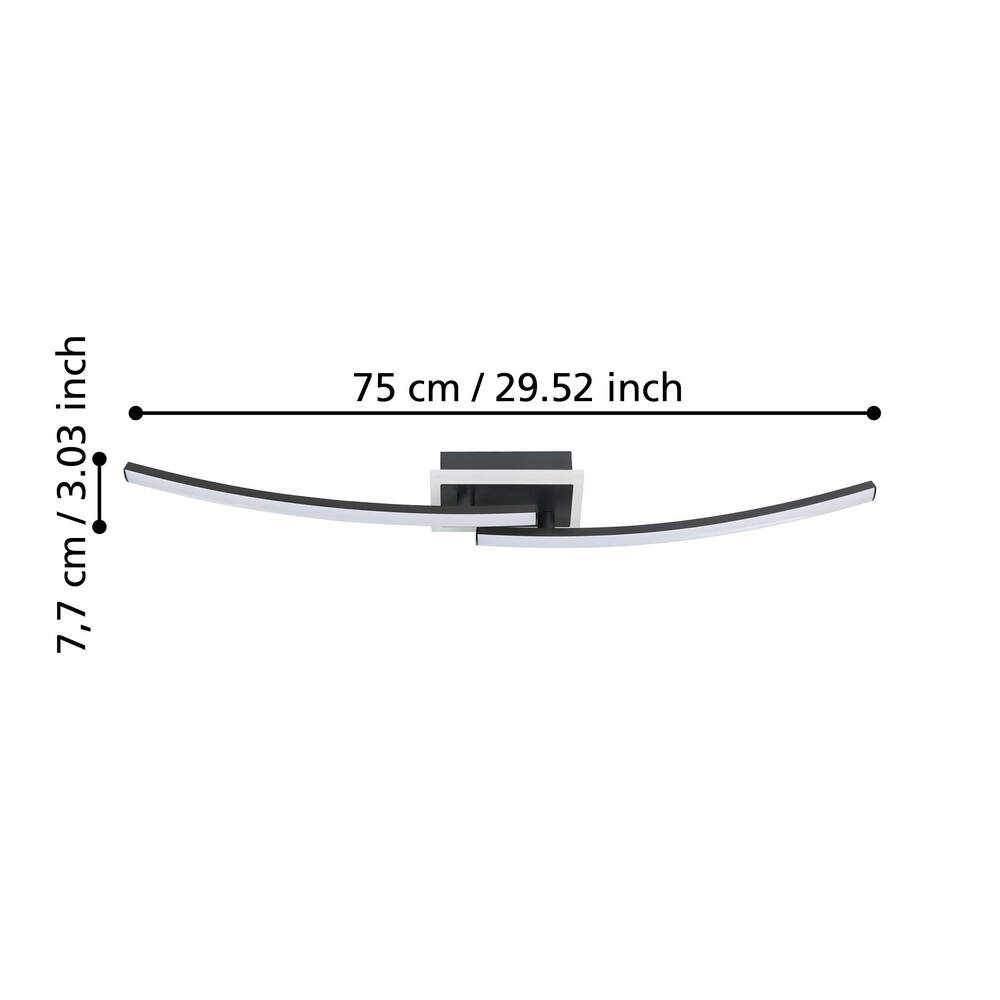 Eglo 901217 "LUNGOLAGO" 74 Cm Uzunluğunda Siyah Çelik Plastik Tavan Armatürü