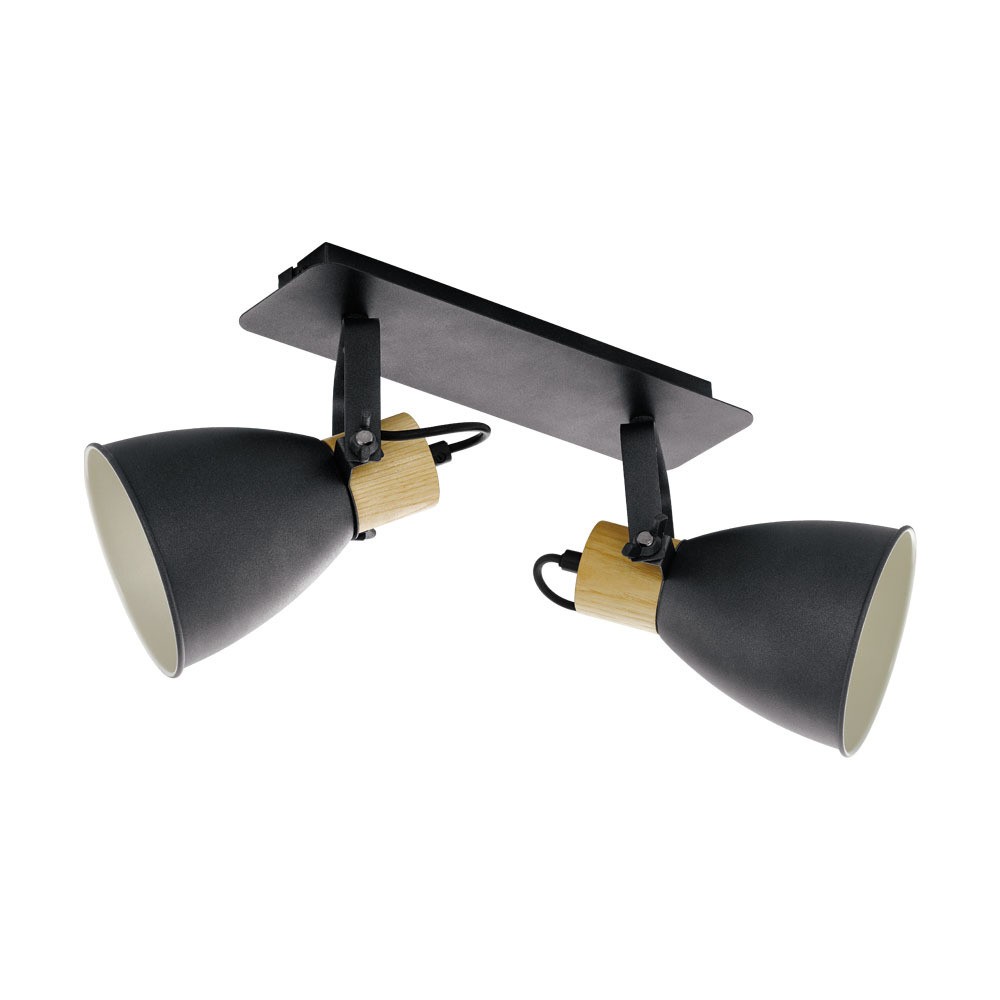 Eglo 99075 "COSWARTH" 2X40W Çelik, Ahşap Antrasit, Krem-Beyaz, Kahverengi Sıva Üstü Spot