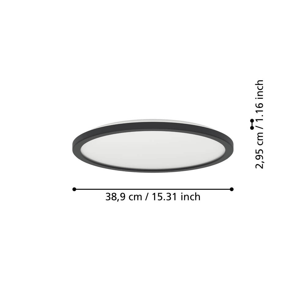 Eglo 901464 "ROVITO-Z" 38.9 Cm Çapında Siyah Plastik Led Panel Ip44