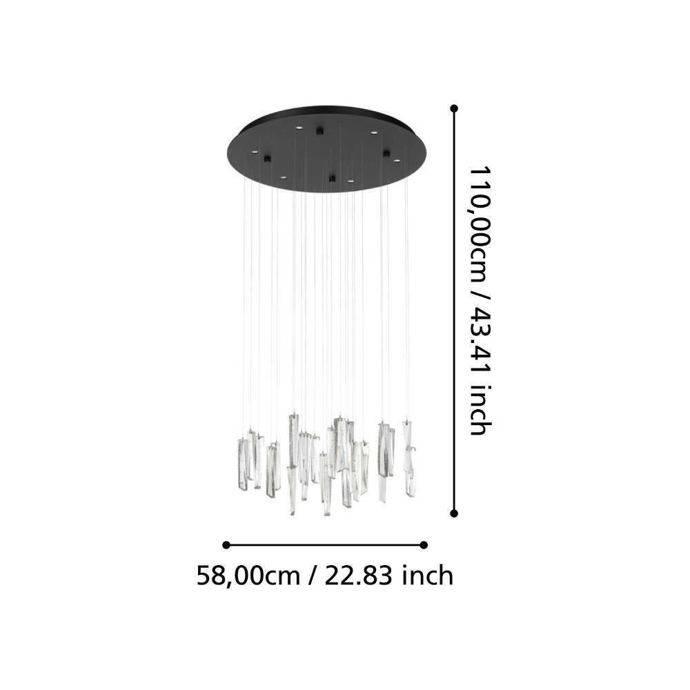 Eglo 390209 "SARDENARA" 110 Cm Yüksekliğinde Çelik Siyah Sarkıt Avize
