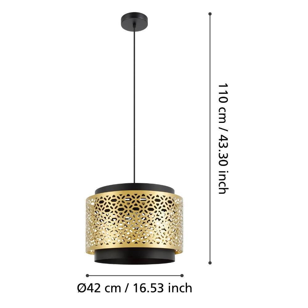 Eglo 43981 "SANDBACH" 110 Cm Yüksekliğinde Çelik Siyah, Pirinç Sarkıt Avize