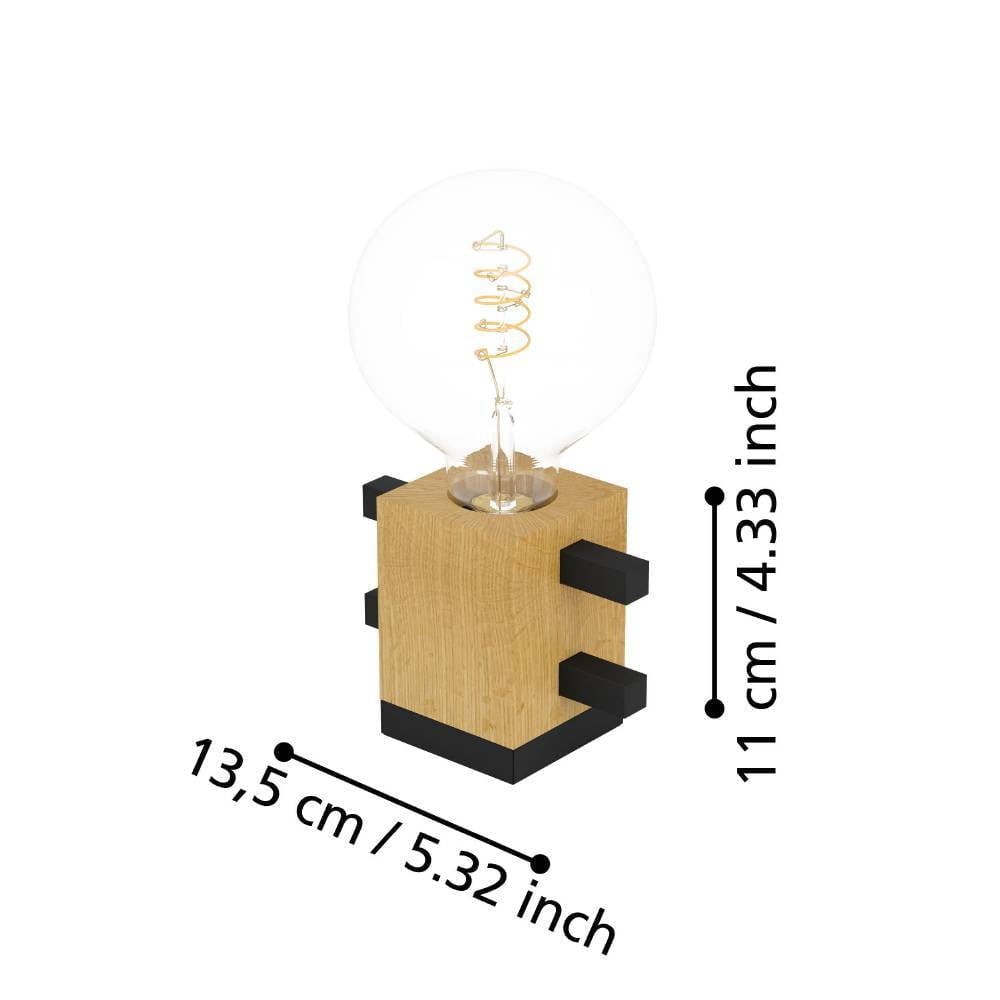 Eglo 390193 "LEVANTARA" 11 Cm Yüksekliğinde Çelik, Ahşap Masa Lambası