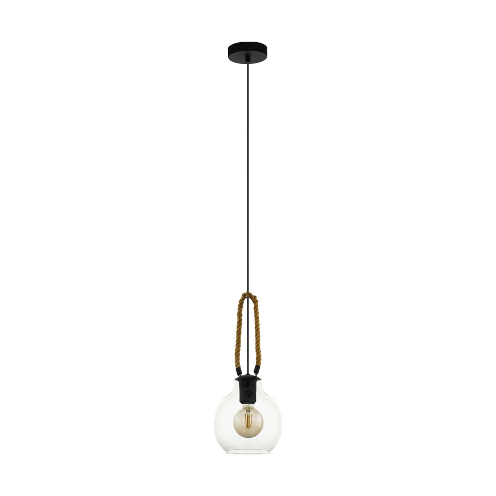 Eglo 43617 "RODING" 110 Cm Yüksekliğinde Çelik, Ahşap Siyah, Kahverengi Sarkıt Avize