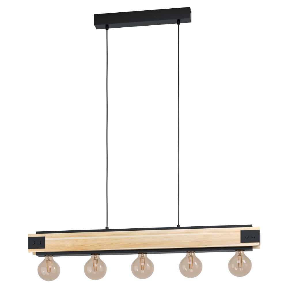 Eglo 43468 "LAYHAM" 110 Cm Yüksekliğinde Ahşap, Çelik Kahverengi, Siyah Sarkıt Avize