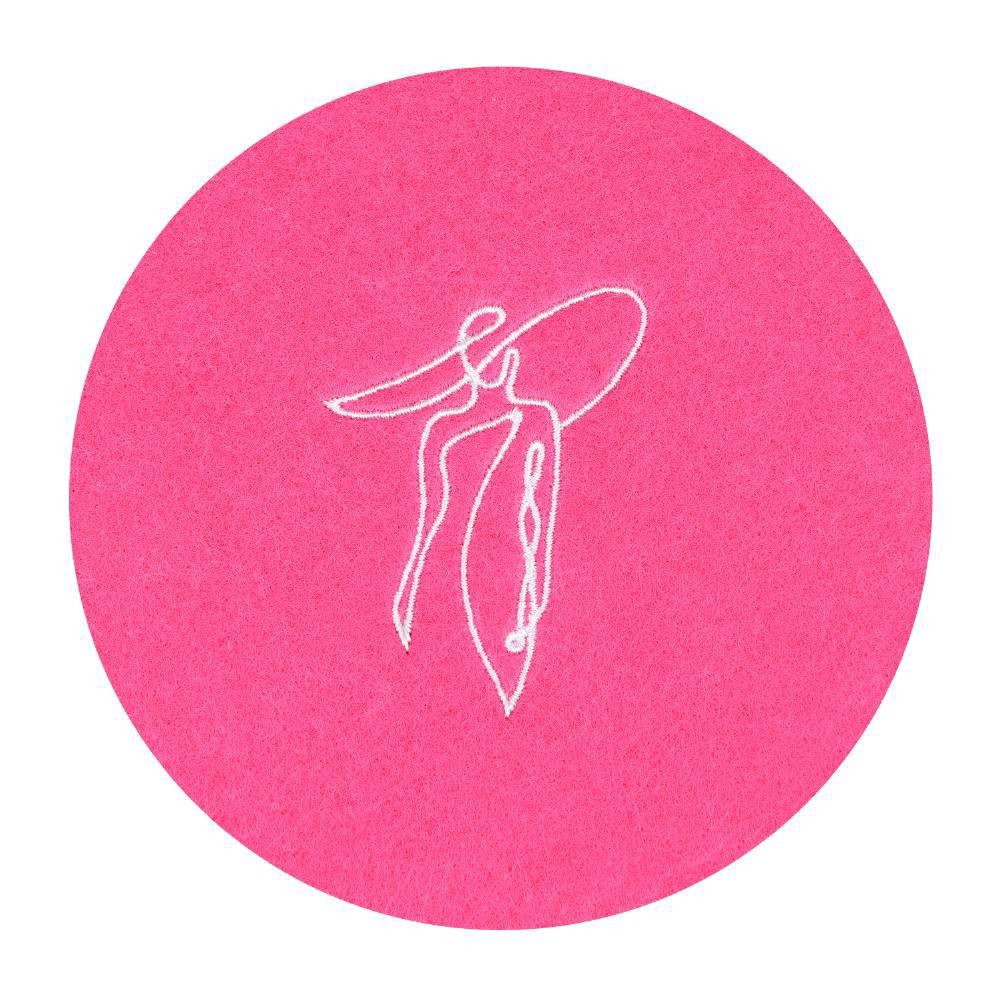 Eglo 420192 "ANDASIBE" 10Cm Çapında Polyester Pembe/Beyaz Kadın Bardak Altlık