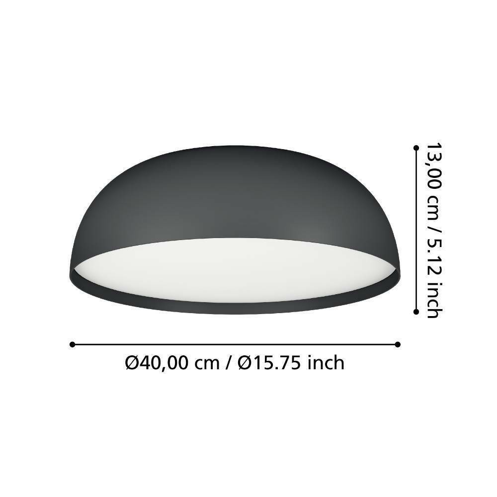 Eglo 900406 "TOLLOS-Z" 40 Cm Çapında Alüminyum, Çelik Siyah, Beyaz Tavan Armatürü RGB