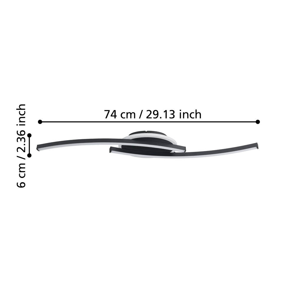Eglo 901218 "LUNGOLAGO" 74 Cm Uzunluğunda Siyah Çelik Tavan Armatürü
