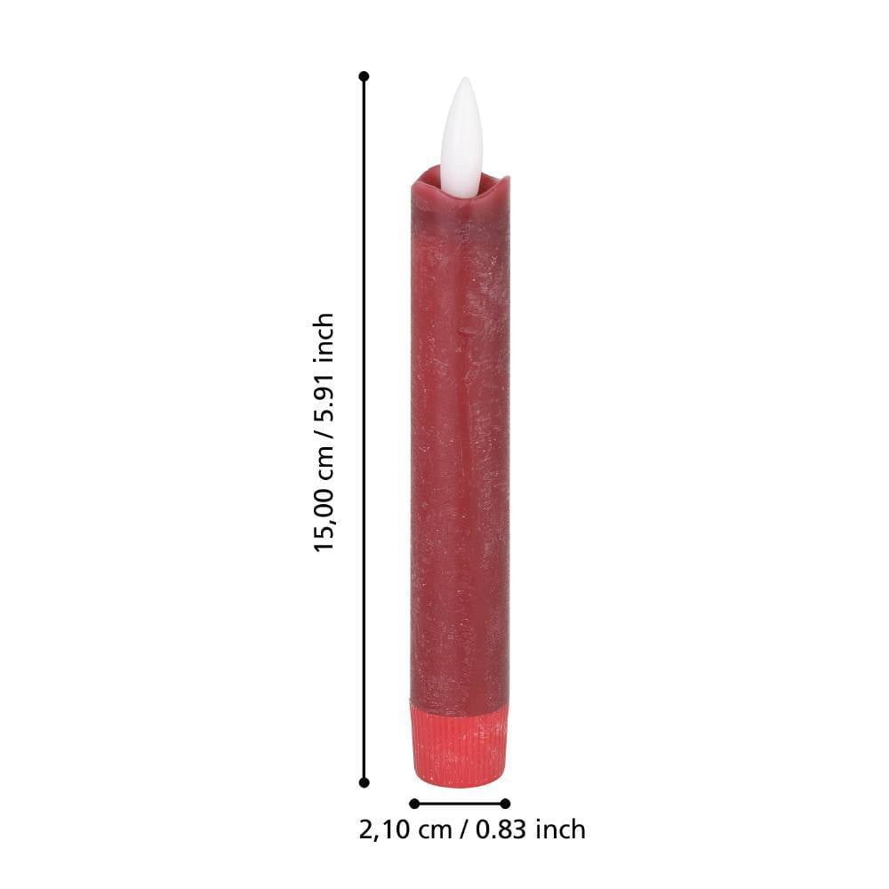 Eglo 422216 "ANTANABE" 15 Cm Yüksekliğinde Led Balmumu Plastik Kırmızı 2'Li Set