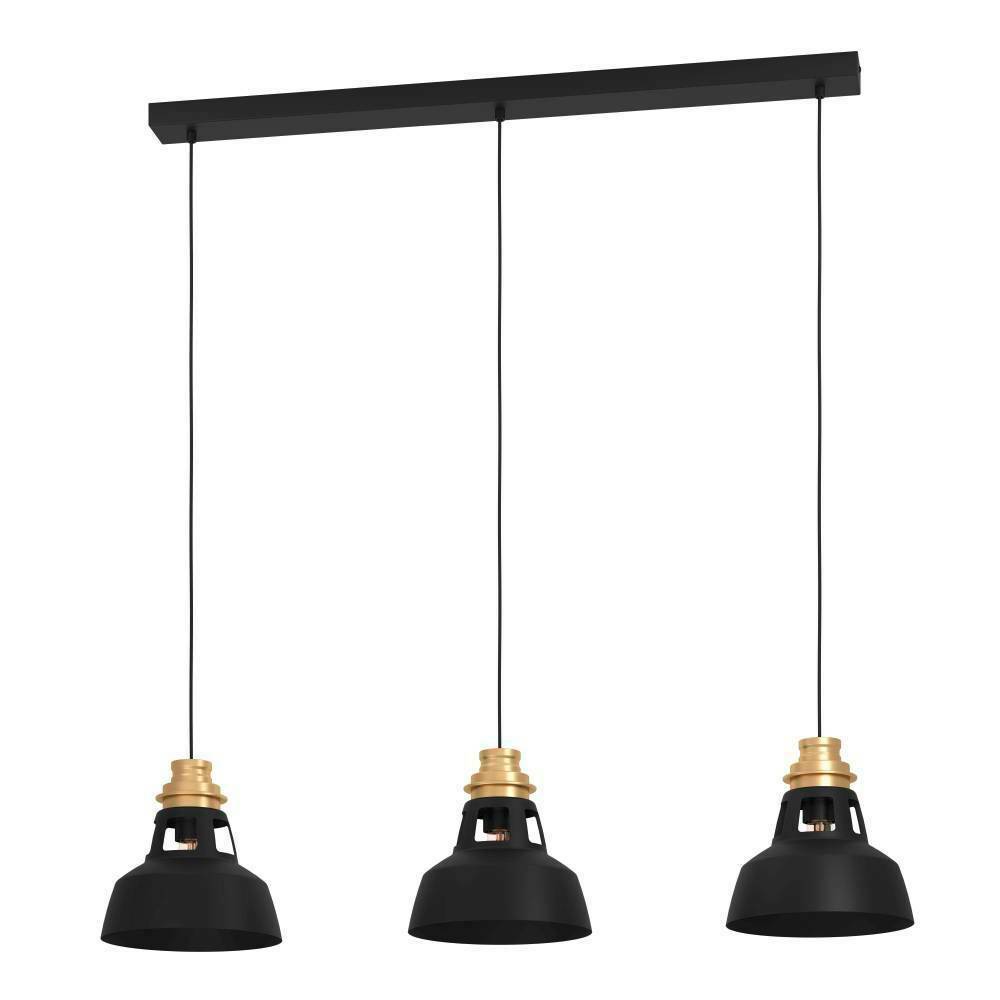 Eglo 390231 "ESPINARDO" 150 Cm Yüksekliğinde Çelik Siyah, Gold Sarkıt Avize