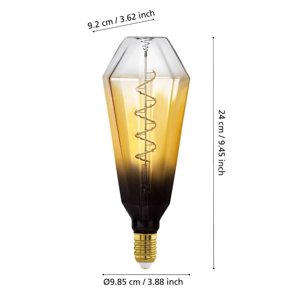 Eglo 110236 E27-Led-T100 Ampul 1X4W Siyah-Kahverengi-Şeffaf 1700K Dim Edilebilir
