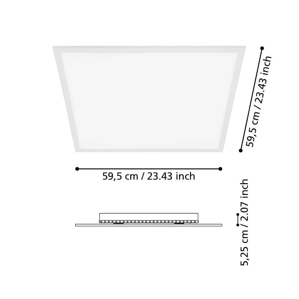 Eglo 98766 "SALOBRENA-B" 59,5 Cm Uzunluğunda 59,5 Cm Genişliğinde Alüminyum, Çelik Beyaz Led Panel RGB