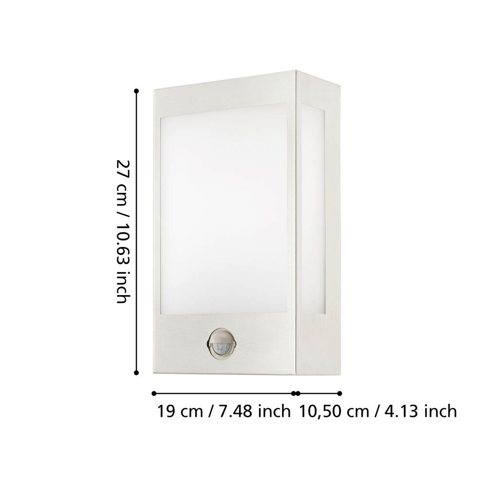 Eglo 95989 "RALORA 1" Paslanmaz Çelik Dış Mekan Sensörlü Bahçe Aydınlatması Aplik Ip44
