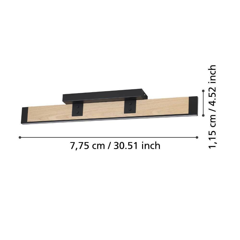 Eglo 390224 "CAMINARRO" 77,5 Cm Uzunluğunda Çelik, Ahşap Siyah, Kahverengi Tavan Armatürü