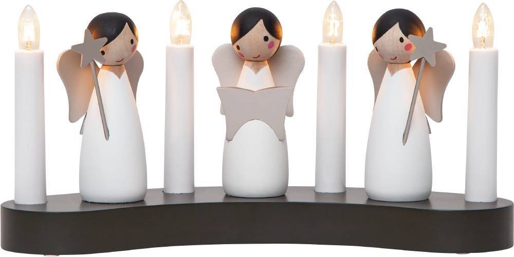 Eglo 411002 "ANGEL CHOIR" 4'Lü Mum E10 Ahşap 15Cm Yüksekliğinde 31Cm Uzunluğunda