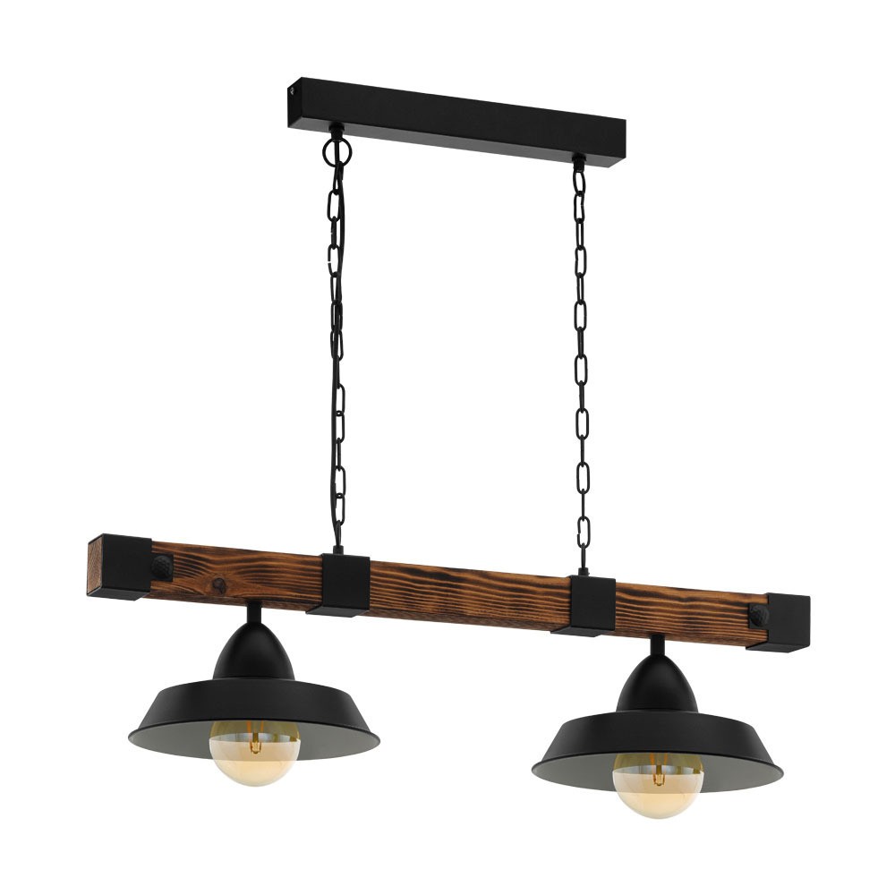 Eglo 49684 "OLDBURY" 110 Cm Yüksekliğinde Çelik, Ahşap Siyah, Kahverengi Rustik Sarkıt Avize