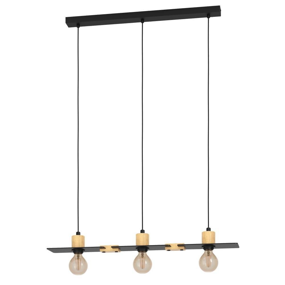 Eglo 43752 "BRAMERTON" 110 Cm Yüksekliğinde Çelik, Ahşap Siyah, Kahverengi Sarkıt Avize