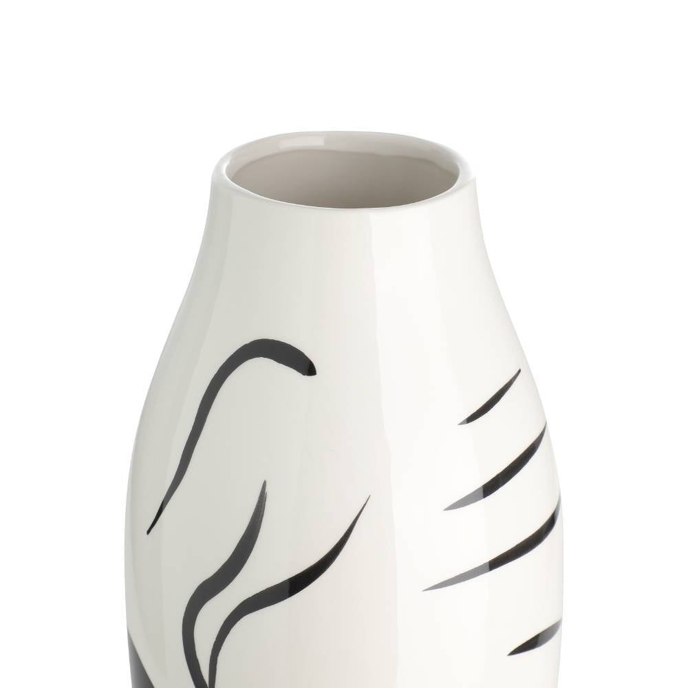 Eglo 421037 "YUZAWA" 26 Cm Yüksekliğinde Beyaz, Siyah Seramik Vazo