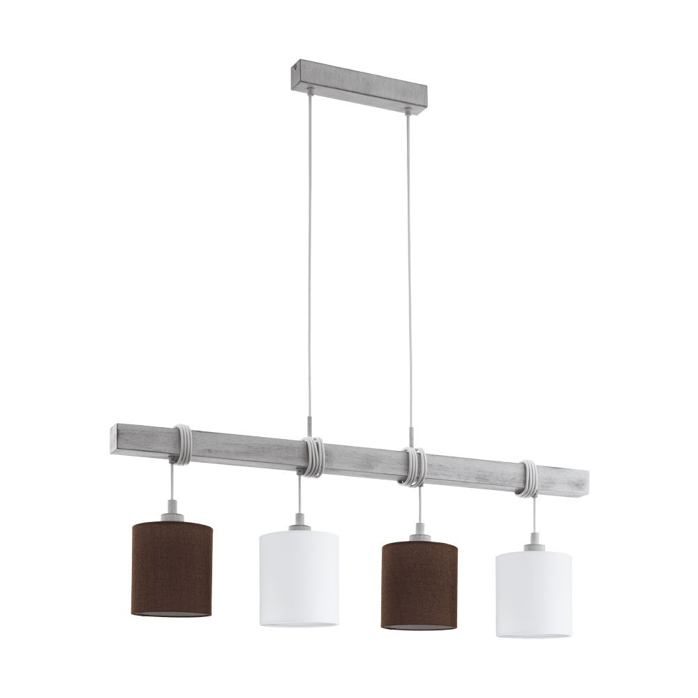 Eglo 49927 "TOWNSHEND 2" 110 Cm Yüksekliğinde Çelik, Ahşap Beyaz-Patine Sarkıt Avize