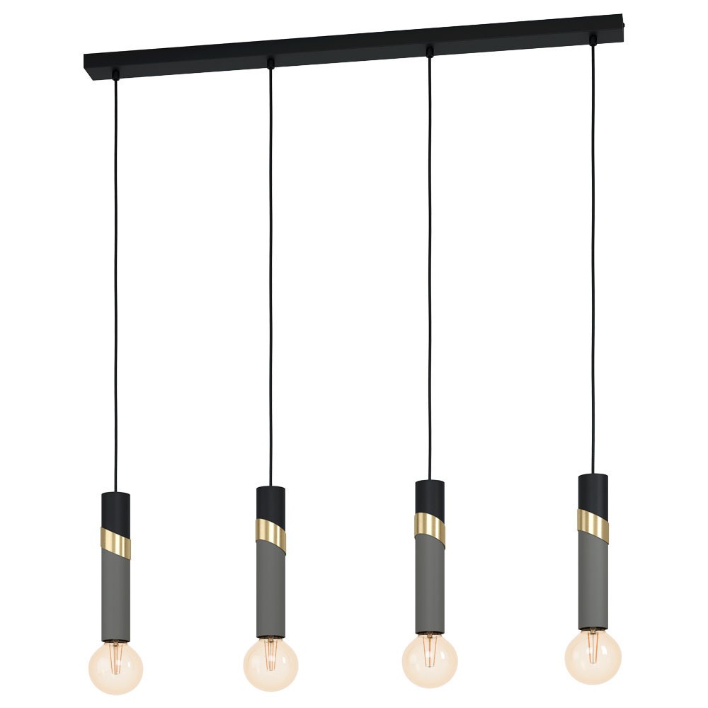 Eglo 39936 "CEDRAL" 150 Cm Yüksekliğinde Çelik Siyah, Fırçalanmış Pirinç, Umbra Gri Sarkıt Avize