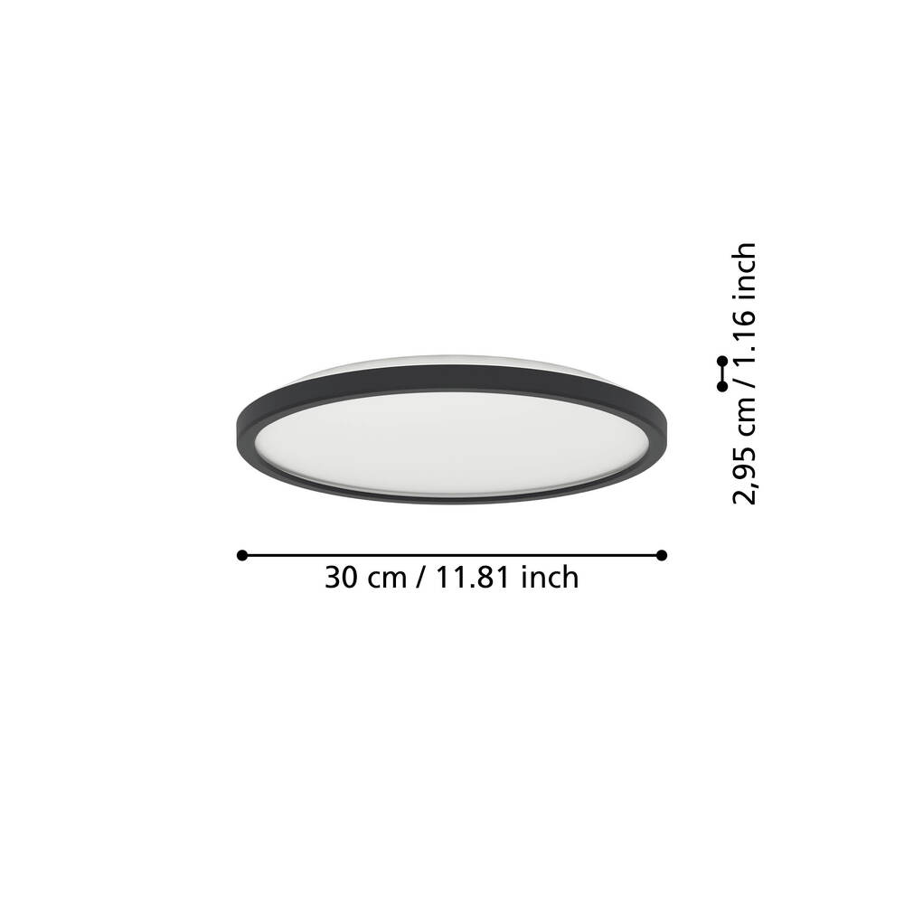 Eglo 901463 "ROVITO-Z" 30 Cm Çapında Siyah Plastik Led Panel Ip44