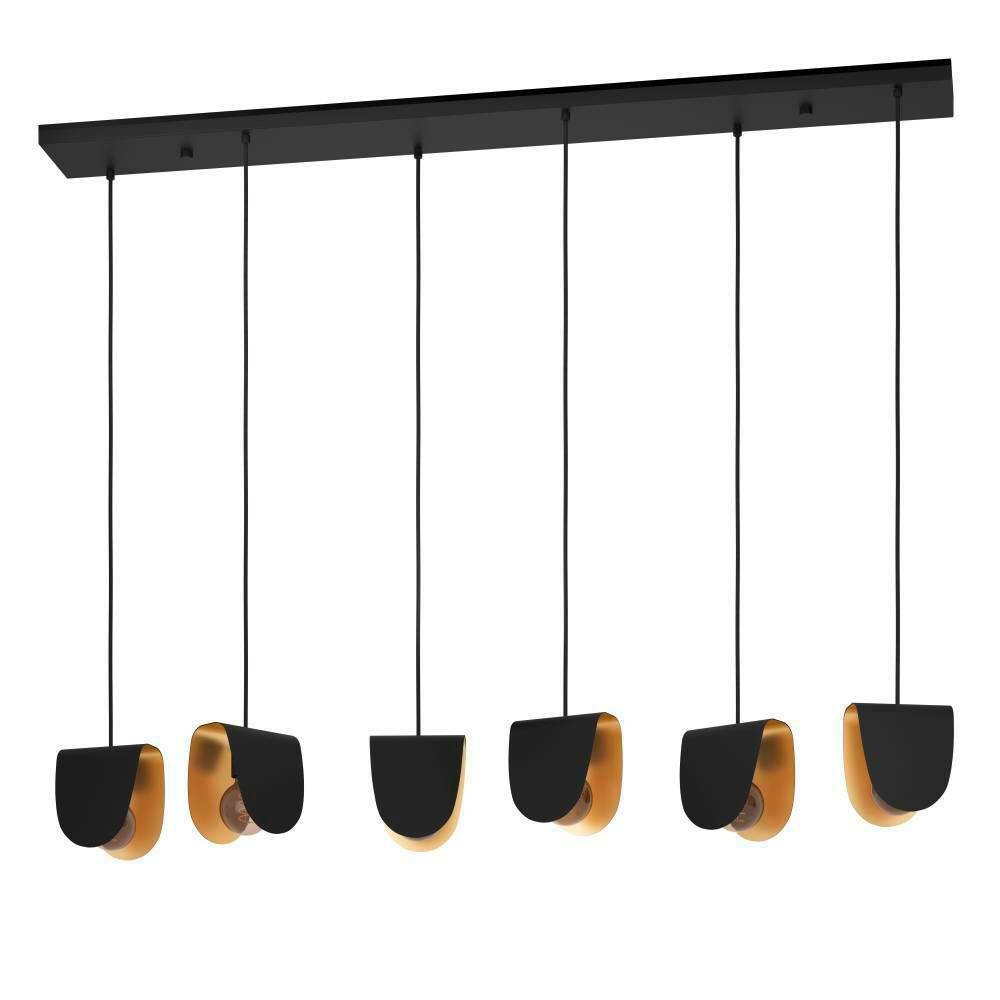 Eglo 390184 "SERENARA" 150 Cm Yüksekliğinde Çelik Siyah, Gold Sarkıt Avize