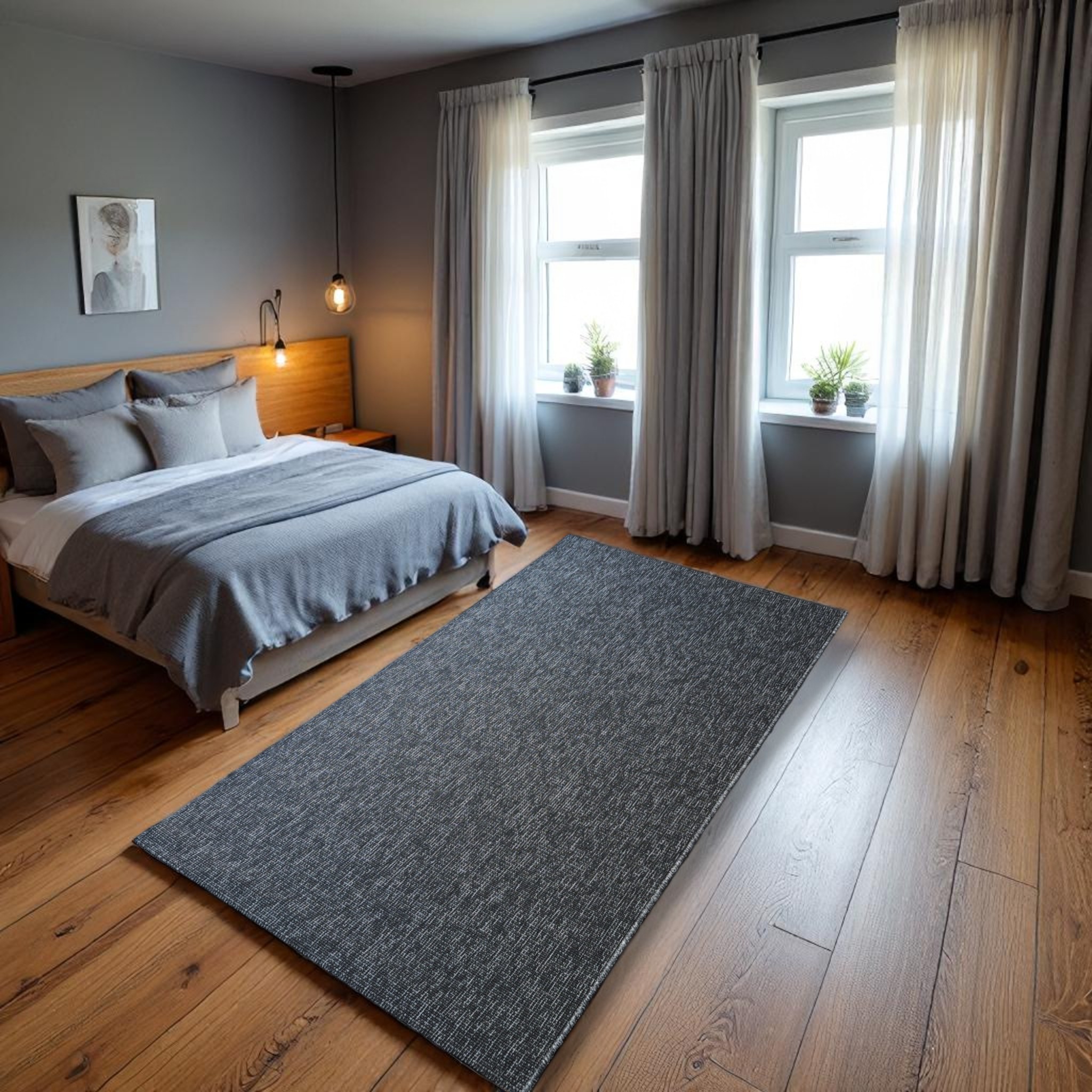 Seyran Halı Bombay 662 Antrasit Jüt Sisal Halı  - Ev Dekoru Salon Halısı - Merdiven Halısı -  Cozy Home Rug - Koridor Mutfak Halısı