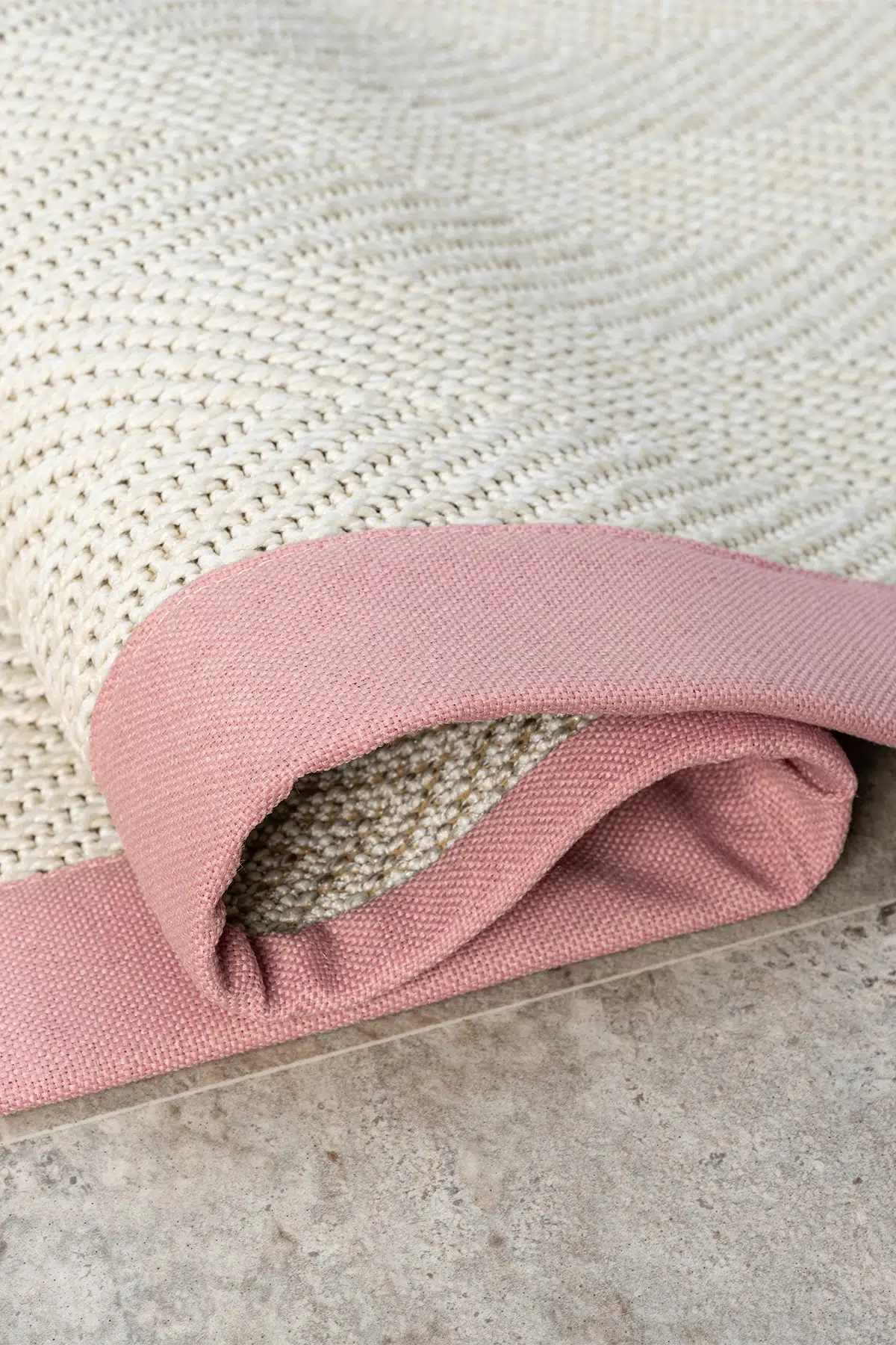 Seyran Halı Bombay 665 Krem Jüt Sisal Halı  - Pembe Bordürlü Halı Yolluk