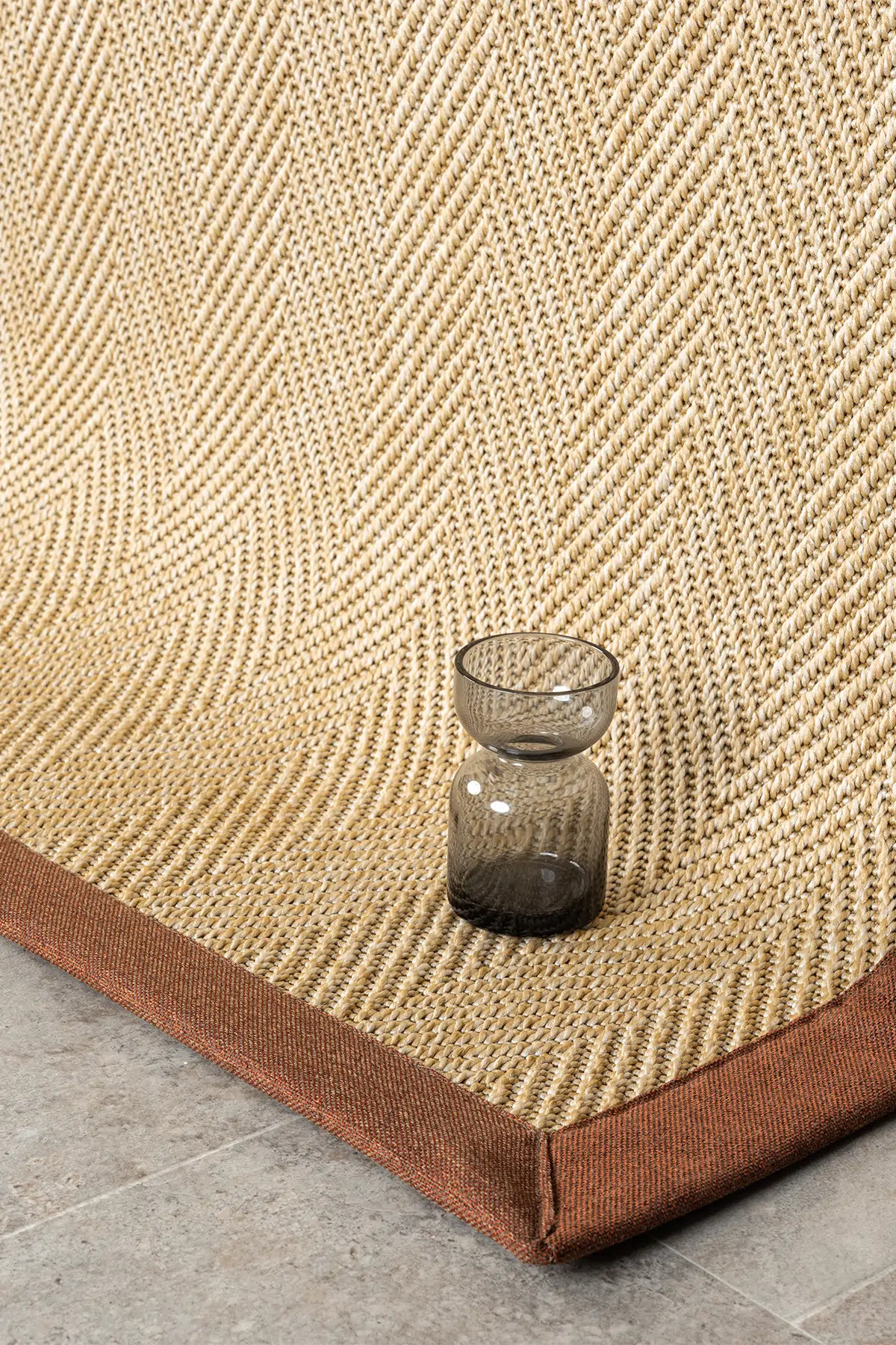 Seyran Halı Bombay 665 Bej Jüt Sisal Halı  - Kahve Rengi Bordürlü Halı Yolluk