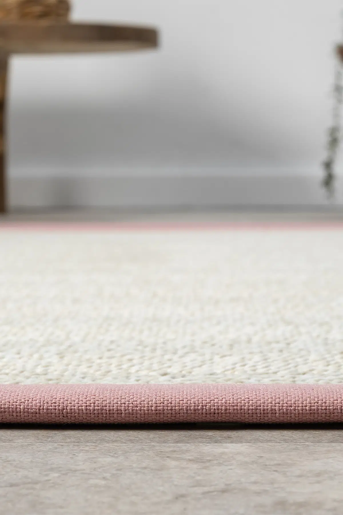 Seyran Halı Bombay 665 Krem Jüt Sisal Halı  - Pembe Bordürlü Halı Yolluk