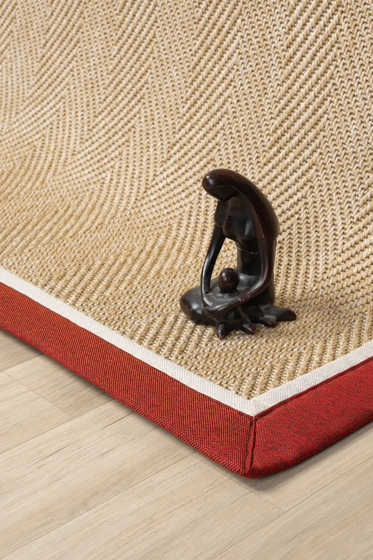 Seyran Halı Bombay 665 Bej Jüt Sisal Halı  - Bordo Krem Bordürlü Halı Yolluk