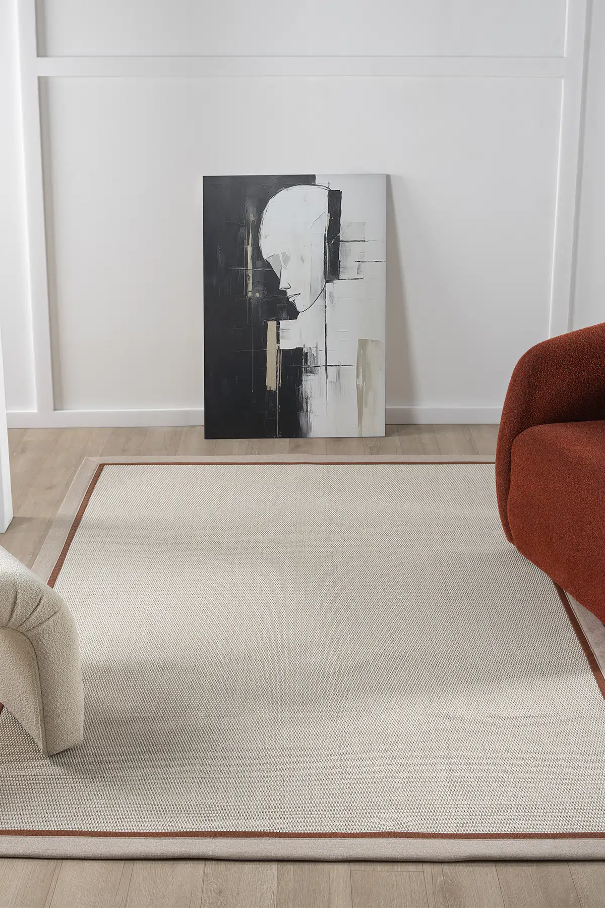 Seyran Halı Bombay 664 Krem Jüt Sisal Halı  - Bej Terra Bordürlü Halı Yolluk