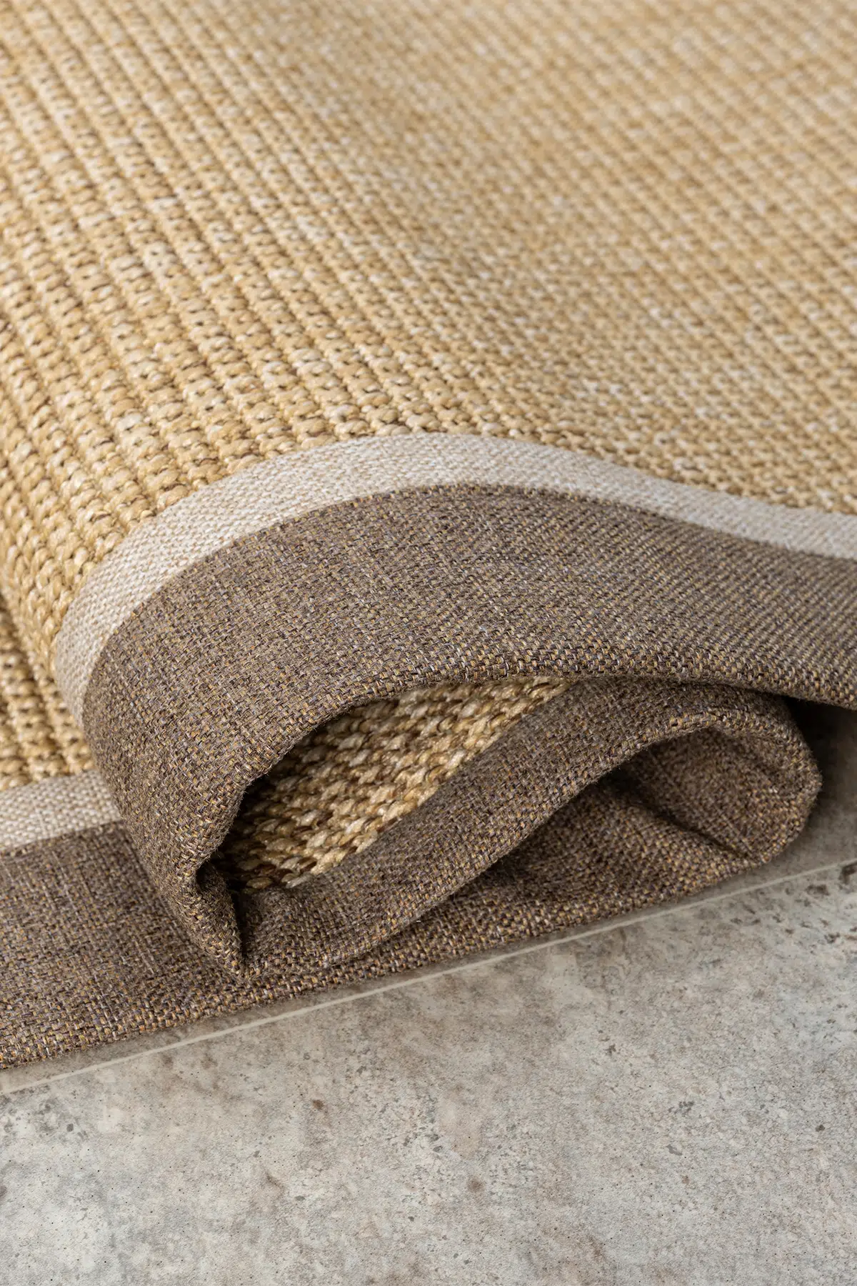 Seyran Halı Bombay 664 Bej Jüt Sisal Halı  - Kahve Bej Bordürlü Halı Yolluk