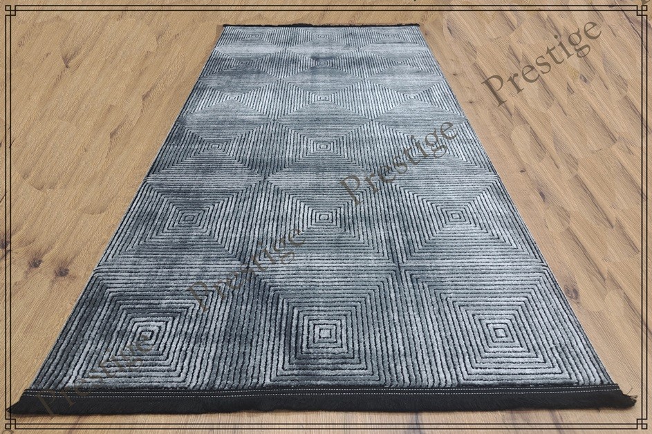 Wool Touch Custom Size Roma 423 Anthracite Rug Runner - Area Rug - Extra Long Rug - Home Decor