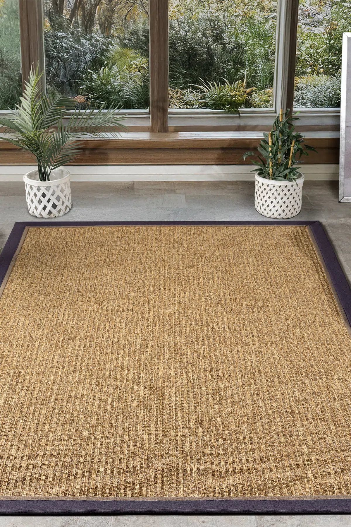 Seyran Halı Bombay 666 Kahve Jüt Sisal Halı  - 2 Renkli Bordürlü Halı Yolluk