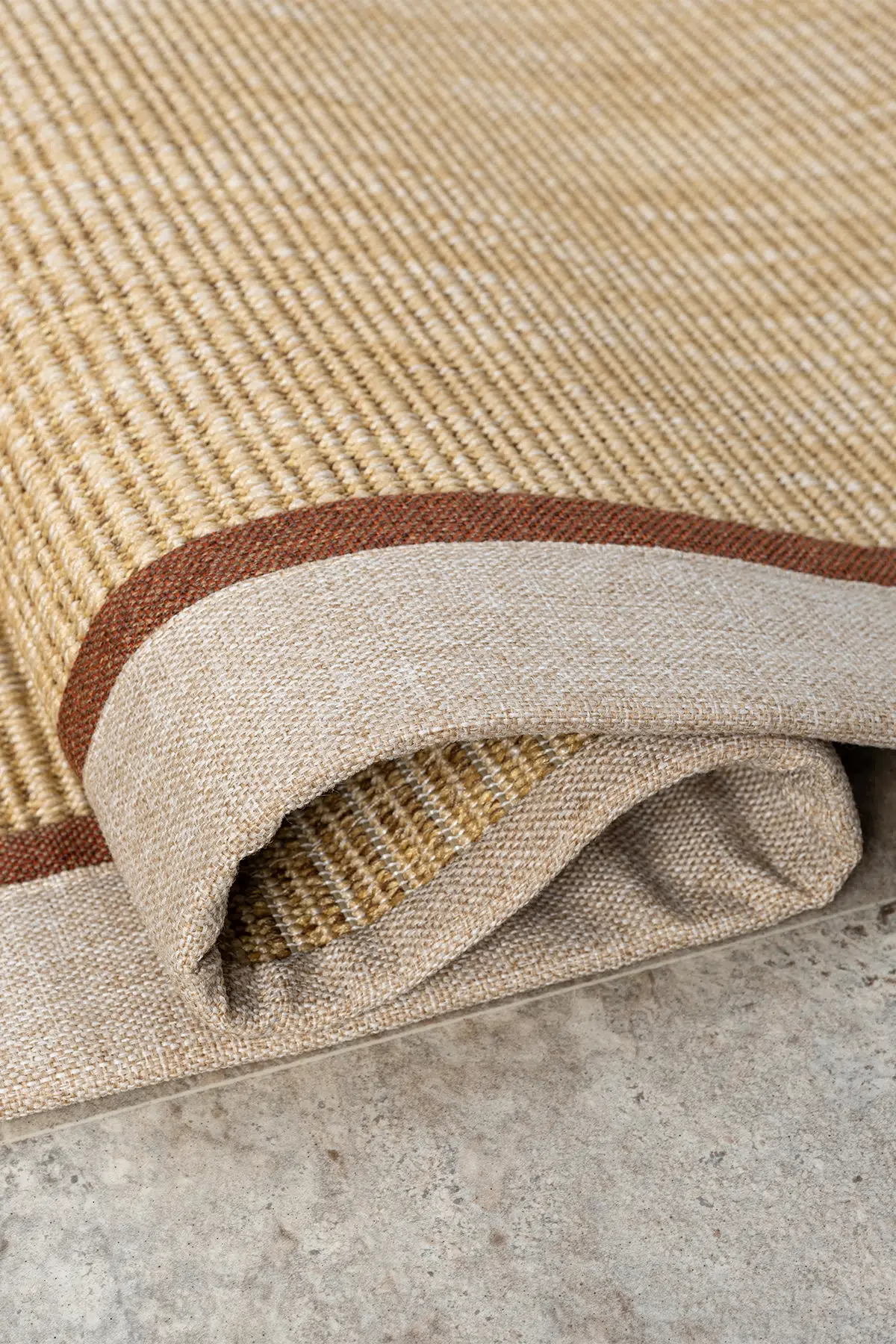 Seyran Halı Bombay 663 Bej Jüt Sisal Halı  - Bej Terra Bordürlü Halı Yolluk