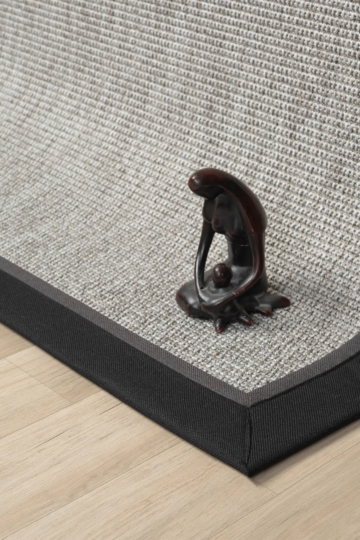 Seyran Halı Bombay 664 Gri Jüt Sisal Halı  - Siyah Antrasit Bordürlü Halı Yolluk