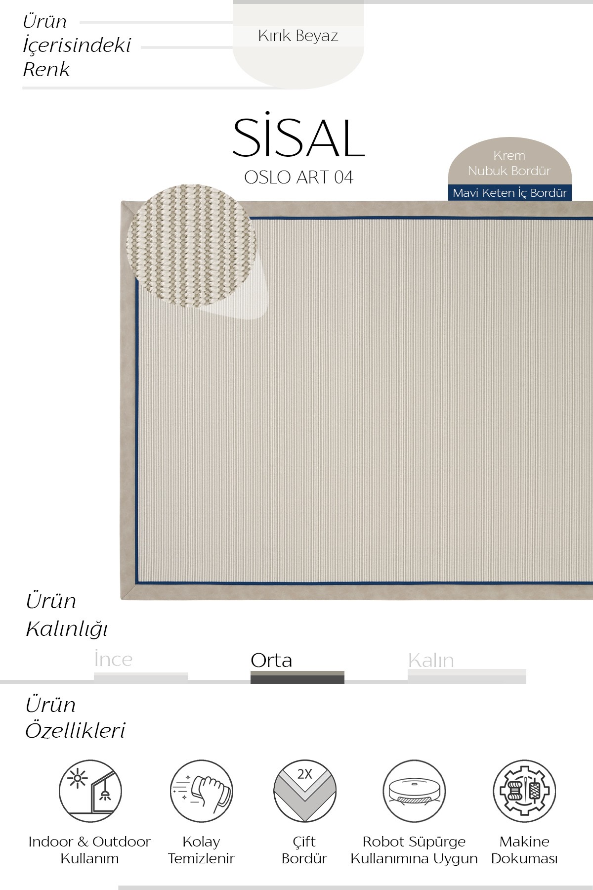 Extra Long Runner Rug for Hallway Kitchen - Area Rug - Sisal Rug - Jute Rug - Home Decor - OSLO ART 04 - Indoors Outdoors