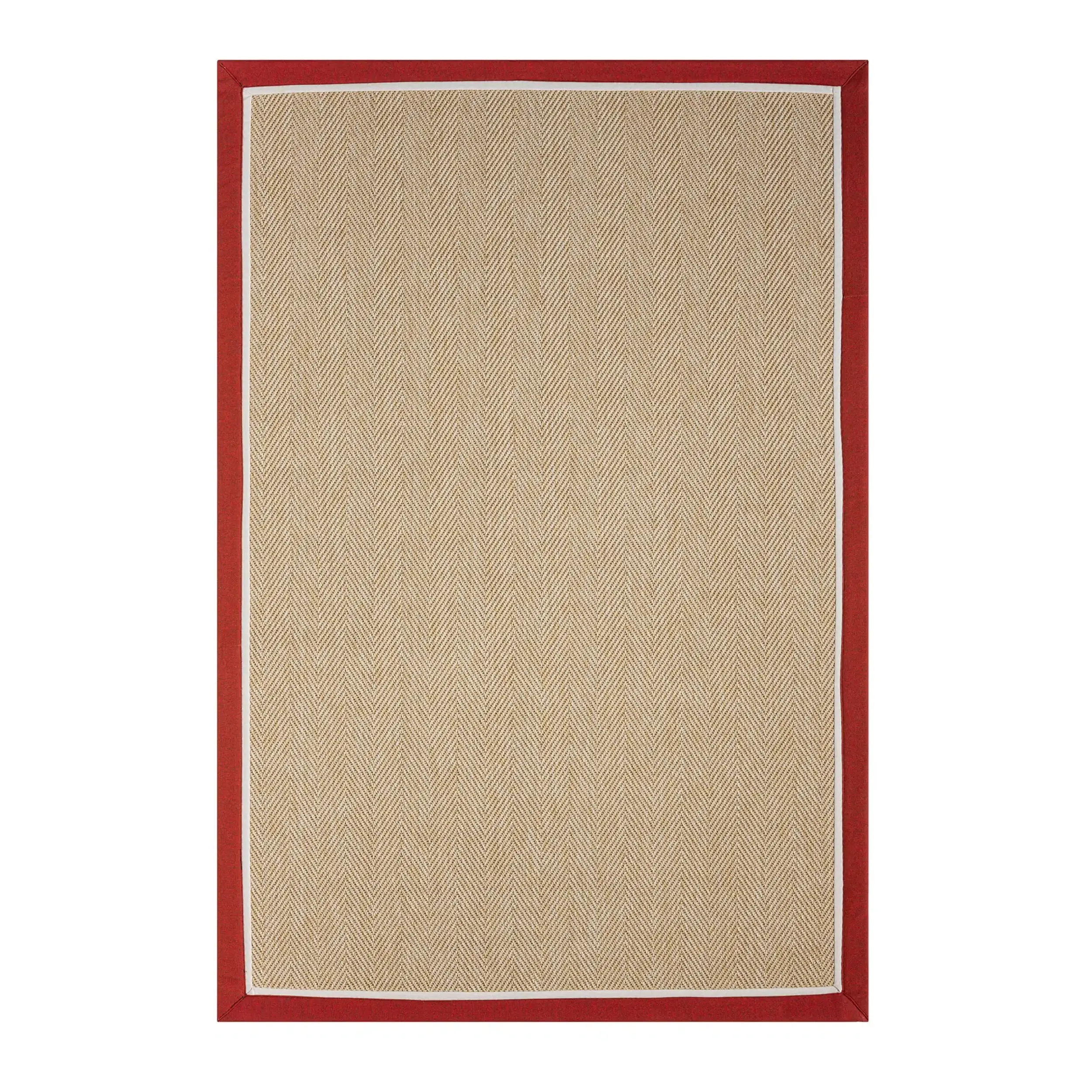Seyran Halı Bombay 665 Bej Jüt Sisal Halı  - Bordo Krem Bordürlü Halı Yolluk