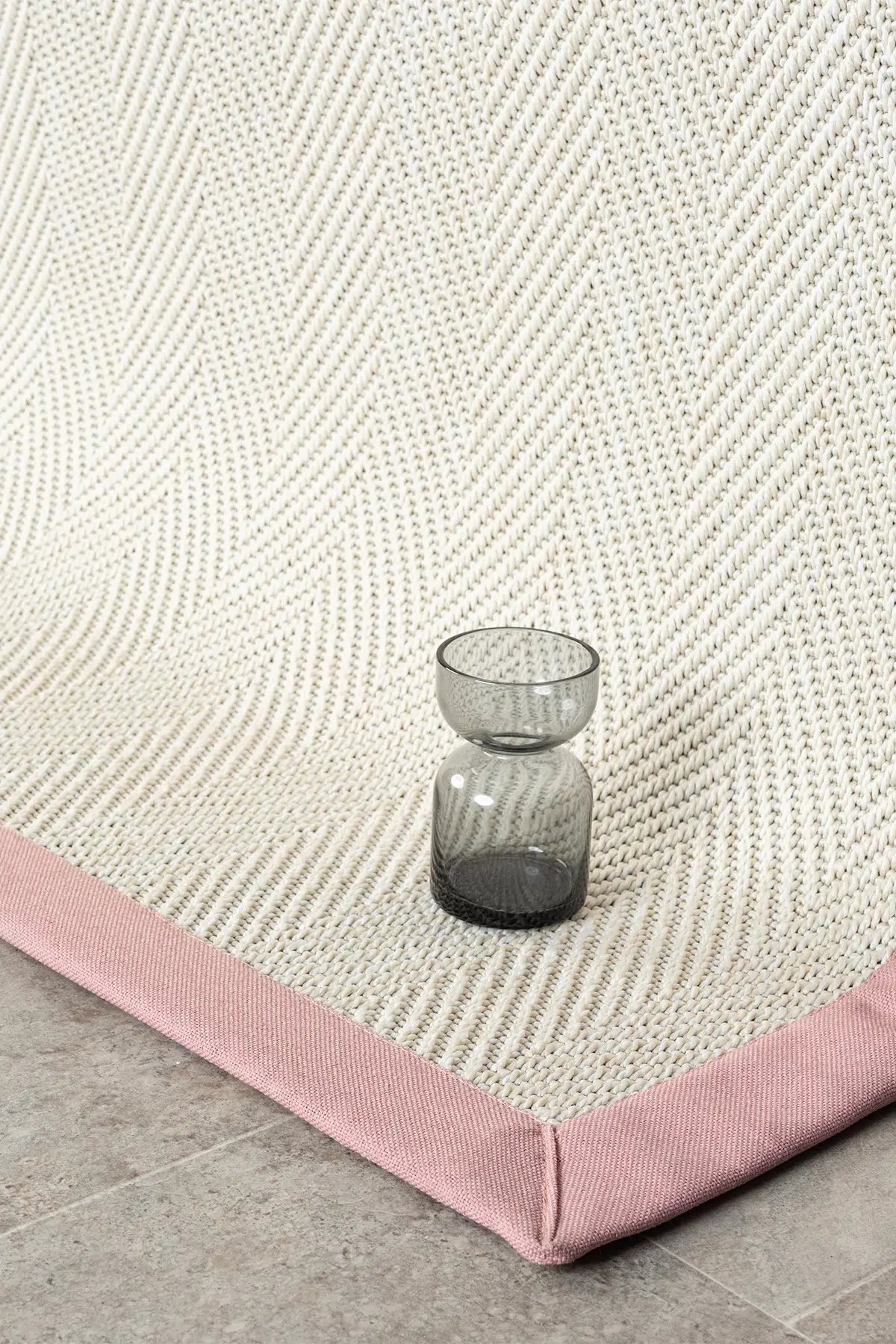 Seyran Halı Bombay 665 Krem Jüt Sisal Halı  - Pembe Bordürlü Halı Yolluk