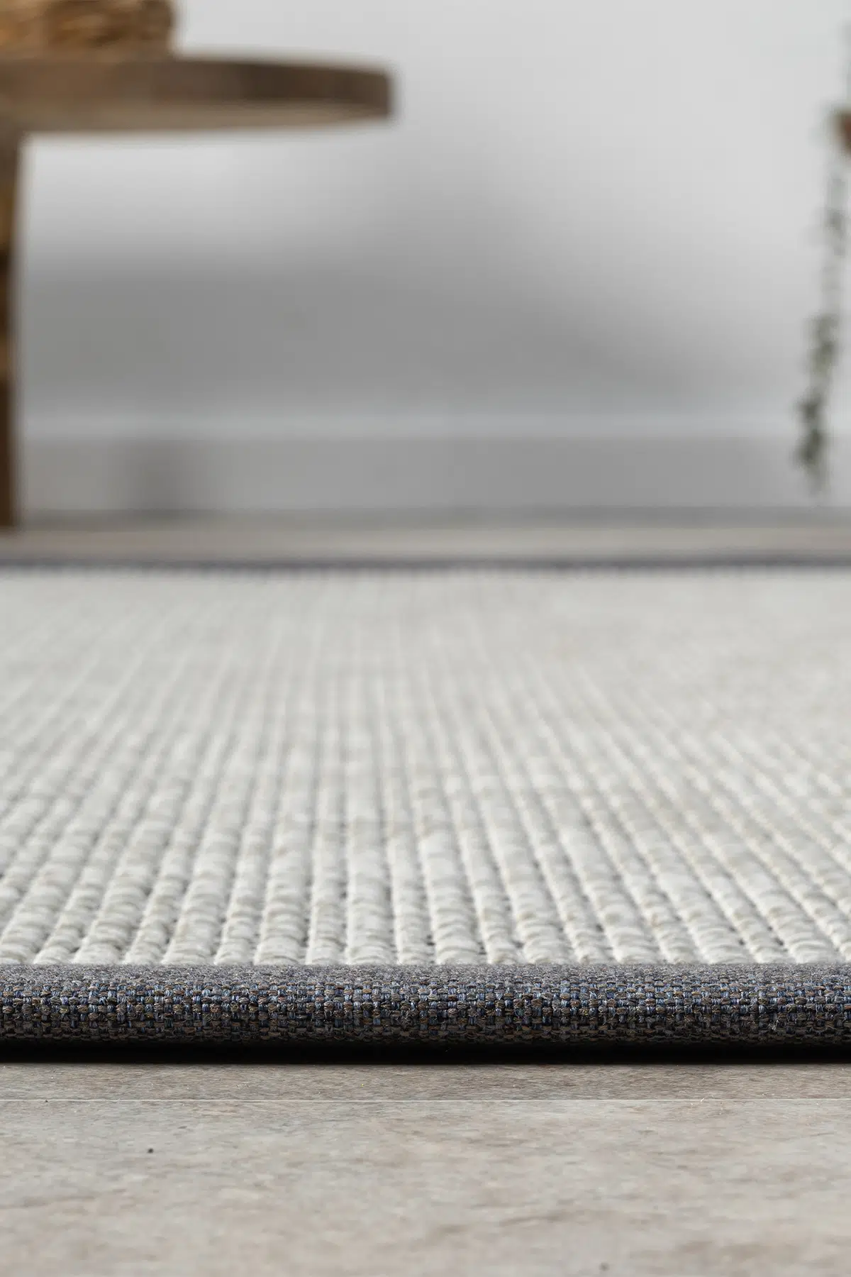 Seyran Halı Bombay 663 Gri Jüt Sisal Halı  - Mavi Bordürlü Halı Yolluk