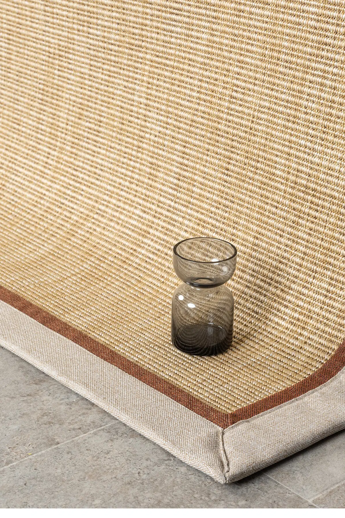 Seyran Halı Bombay 663 Bej Jüt Sisal Halı  - Bej Terra Bordürlü Halı Yolluk