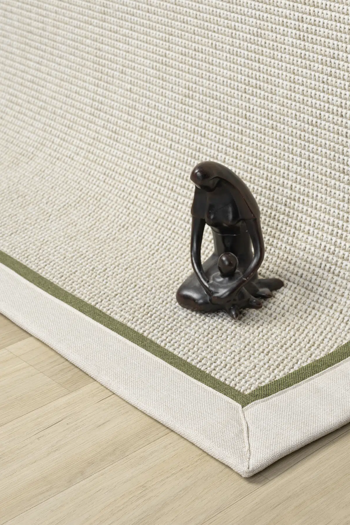 Seyran Halı Bombay 664 Krem Jüt Sisal Halı  - Krem Yeşil Bordürlü Halı Yolluk