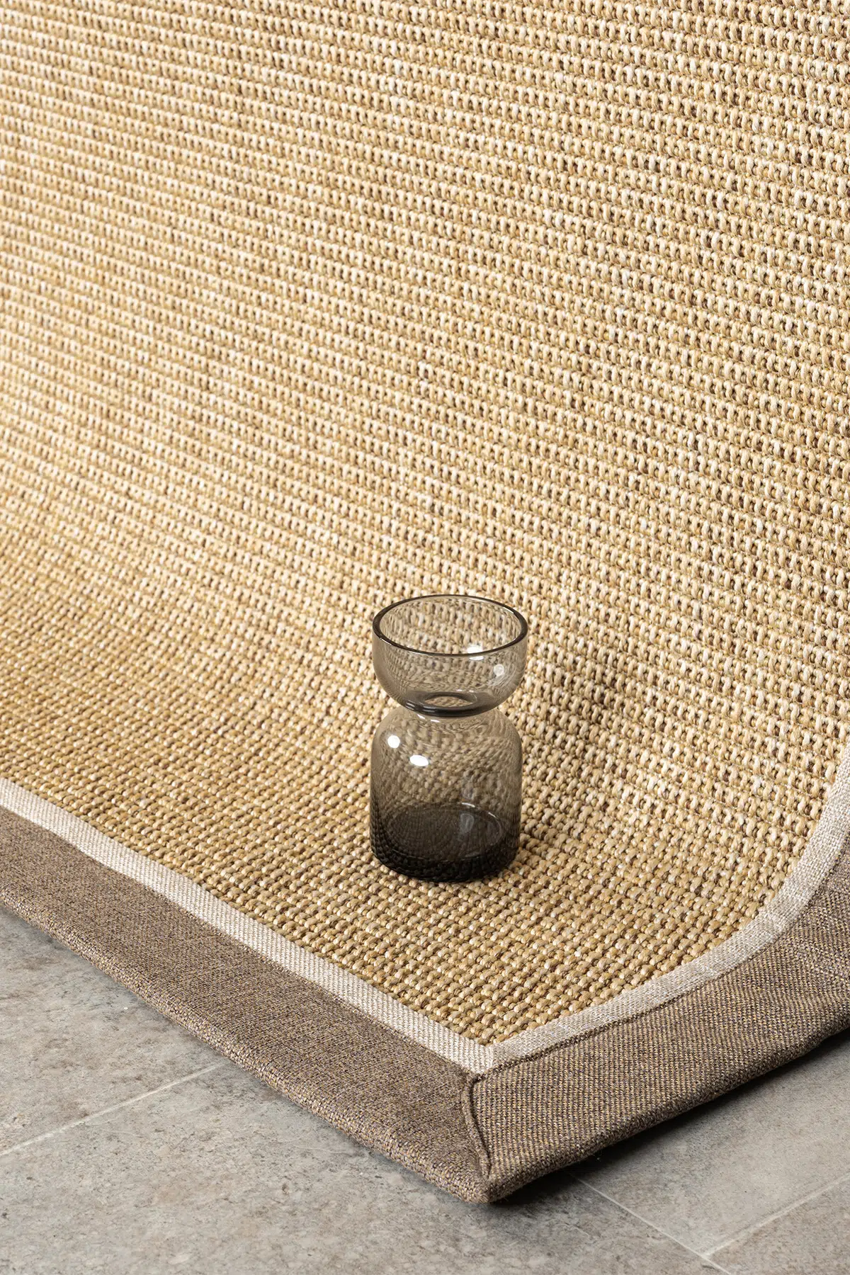 Seyran Halı Bombay 664 Bej Jüt Sisal Halı  - Kahve Bej Bordürlü Halı Yolluk