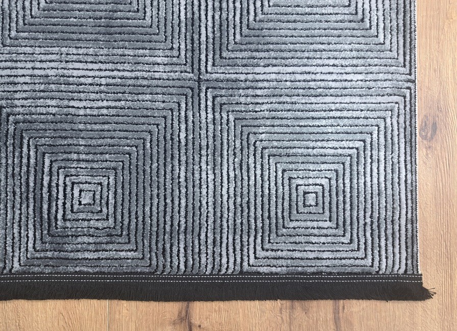 Wool Touch Custom Size Roma 423 Anthracite Rug Runner - Area Rug - Extra Long Rug - Home Decor