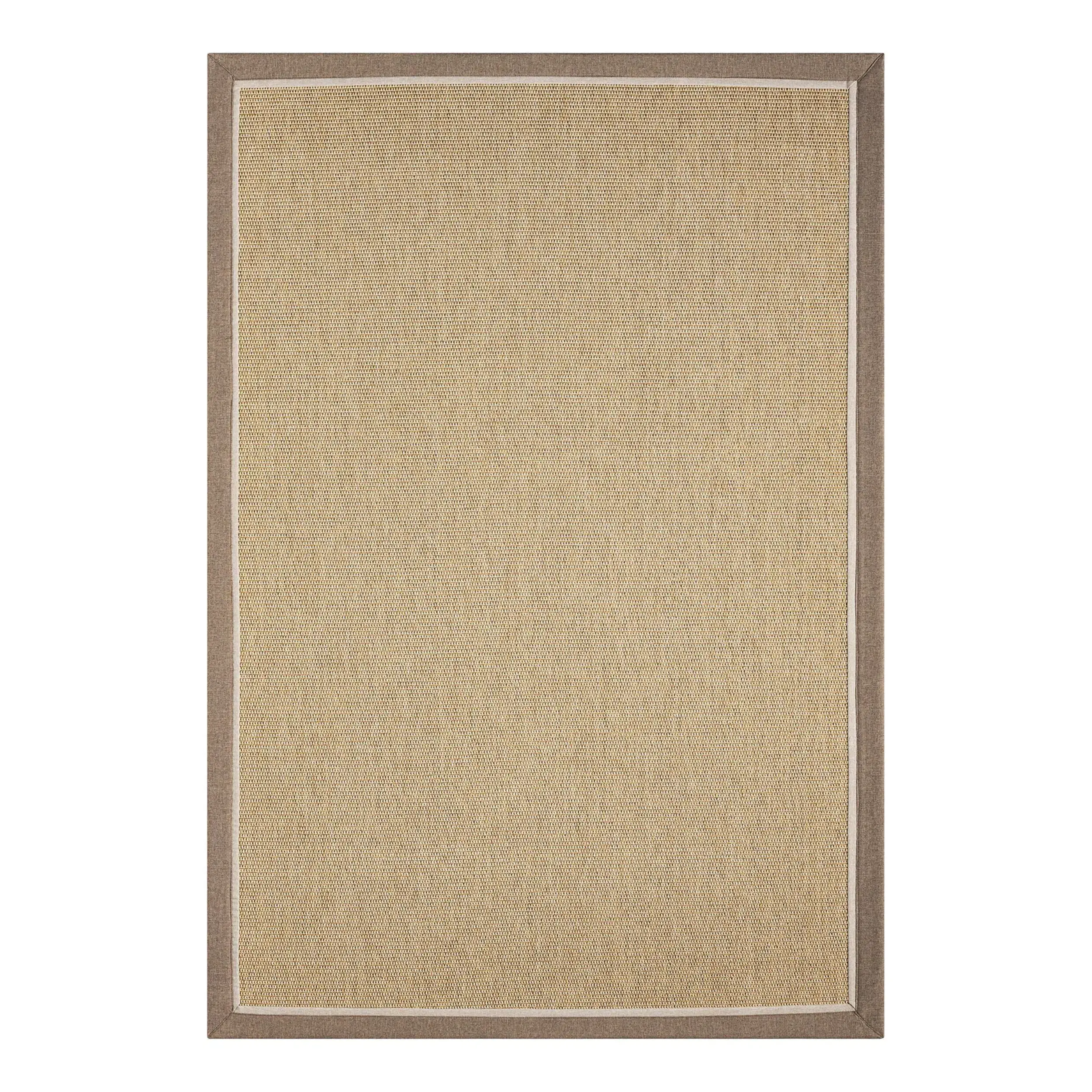 Seyran Halı Bombay 664 Bej Jüt Sisal Halı  - Kahve Bej Bordürlü Halı Yolluk