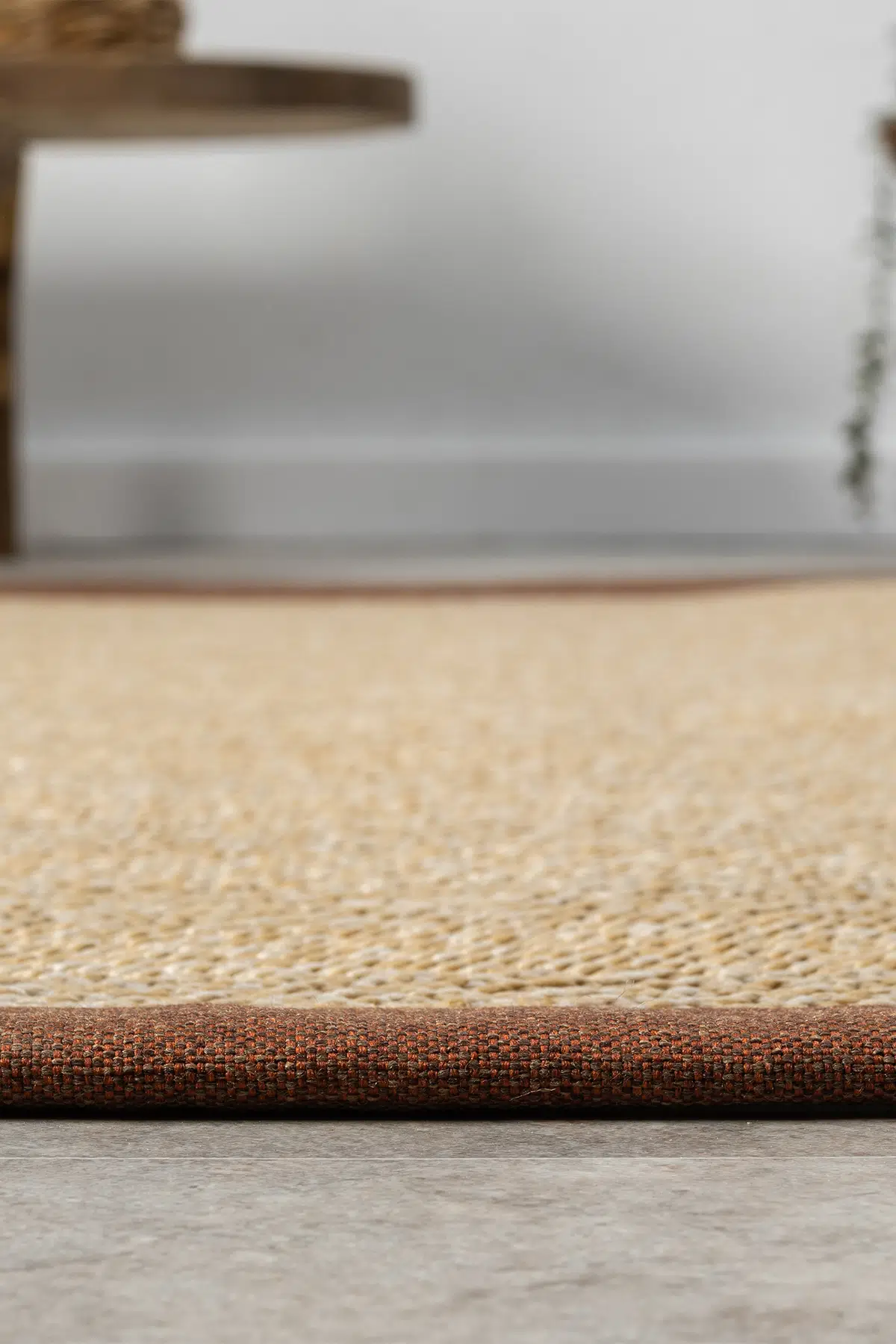 Seyran Halı Bombay 665 Bej Jüt Sisal Halı  - Kahve Rengi Bordürlü Halı Yolluk